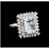 Image 1 : 14KT White Gold 3.69 ctw Aquamarine and Diamond Ring