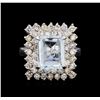 Image 2 : 14KT White Gold 3.69 ctw Aquamarine and Diamond Ring