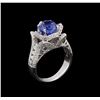 Image 4 : 3.73 ctw Sapphire and Diamond Ring - 18KT White Gold