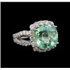 Image 1 : 9.35 ctw Emerald and Diamond Ring - 14KT White Gold