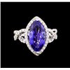 Image 2 : 14KT White Gold 3.88 ctw Tanzanite and Diamond Ring