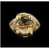 Image 2 : 18KT Yellow Gold 7.48 ctw Citrine and Brown Diamond Ring