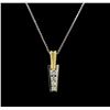 Image 1 : 0.44 ctw Diamond Pendant With Chain - 14KT White and Yellow Gold