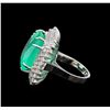 Image 3 : GIA Cert 20.96 ctw Emerald and Diamond Ring - 14KT White Gold