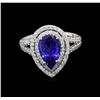 Image 2 : 1.90 ctw Tanzanite and Diamond Ring - 14KT White Gold
