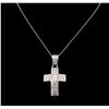 Image 1 : 2.30 ctw Diamond Cross Pendant With Chain - 14KT White Gold