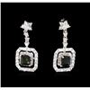 Image 1 : 0.85 ctw Green Tourmaline and Diamond Earrings - 14KT White Gold
