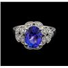 Image 2 : 3.46 ctw Tanzanite and Diamond Ring - 14KT White Gold