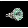 Image 1 : 9.47 ctw Emerald and Diamond Ring - 14KT White Gold