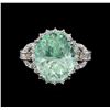 Image 2 : 9.47 ctw Emerald and Diamond Ring - 14KT White Gold