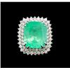 Image 2 : GIA Cert 19.97 ctw Emerald and Diamond Ring - 14KT White Gold