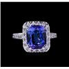 Image 2 : 5.65 ctw Tanzanite and Diamond Ring - 14KT White Gold