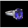 Image 1 : GIA Cert 9.49 ctw Tanzanite and Diamond Ring - 14KT White Gold