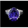 Image 2 : GIA Cert 9.49 ctw Tanzanite and Diamond Ring - 14KT White Gold