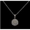 Image 1 : 0.98 ctw Diamond Pendant With Chain - 14KT White Gold