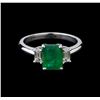 Image 2 : 1.45 ctw Emerald and Diamond Ring - 14KT White Gold