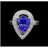 Image 2 : 14KT White Gold 4.18 ctw Tanzanite and Diamond Ring