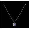 Image 2 : 3.20 ctw Tanzanite and Diamond Pendant With Chain - 18KT White Gold