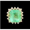 Image 2 : GIA Cert 14.44 ctw Emerald and Diamond Ring - 14KT Yellow Gold