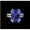 Image 2 : 8.30 ctw Tanzanite and Diamond Ring - 14KT White Gold