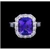 Image 2 : 4.60 ctw Tanzanite and Diamond Ring - 14KT White Gold