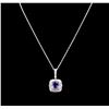 Image 2 : 5.12 ctw Tanzanite and Diamond Pendant With Chain - 14KT White Gold