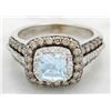 Image 7 : Le Vian 1.00 ctw Aquamarine and Diamond Ring - 14KT White Gold