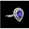 Image 1 : 18KT White Gold 1.15 ctw Tanzanite and Diamond Ring