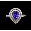 Image 2 : 18KT White Gold 1.15 ctw Tanzanite and Diamond Ring