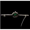 Image 2 : 0.51 ctw Emerald and Diamond Pin - 10KT White Gold