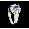 Image 4 : 0.71 ctw Sapphire and Diamond Ring - Platinum