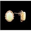 Image 2 : 14KT Rose Gold 7.00 ctw Opal and Diamond Earrings