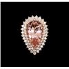 Image 2 : 12.50 ctw Morganite and Diamond Ring - 14KT Rose Gold