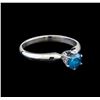 Image 1 : 14KT White Gold 0.57 ctw Round Cut Fancy Blue Diamond Solitaire Ring