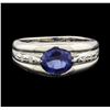 Image 2 : 1.50 ctw Sapphire and Diamond Ring - Platinum