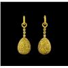 Image 1 : 8.24 ctw Fancy Green-Yellow Diamond Earrings - 18KT Yellow Gold