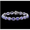 Image 1 : 13.00 ctw Tanzanite and Diamond Bracelet - 14KT White Gold