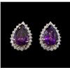 Image 1 : 14KT White Gold 10.38 ctw Amethyst and Diamond Earrings