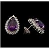 Image 2 : 14KT White Gold 10.38 ctw Amethyst and Diamond Earrings