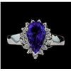 Image 2 : 2.5 ctw Tanzanite and Diamond Ring - 14KT White Gold