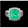 Image 2 : 6.65 ctw Emerald and Diamond Ring - 14KT White Gold