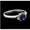 Image 1 : 0.95 ctw Sapphire and Diamond Ring - Platinum