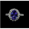 Image 2 : 3.06 ctw Tanzanite and Diamond Ring - 14KT White Gold