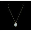 Image 2 : 14KT Yellow Gold 5.88 ctw Opal and Diamond Pendant With Chain