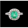 Image 2 : 2.78 ctw Emerald and Diamond Ring - 14KT White Gold