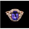 Image 2 : 14KT Rose Gold 2.95 ctw Tanzanite and Diamond Ring