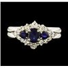 Image 2 : 0.93 ctw Sapphire and Diamond Ring - Platinum