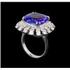 Image 4 : GIA Cert 11.86 ctw Tanzanite and Diamond Ring - 14KT White Gold