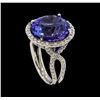 Image 4 : 14.75 ctw Tanzanite and Diamond Ring - 14KT White Gold