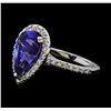 Image 1 : 3.37 ctw Tanzanite and Diamond Ring - 14KT White Gold